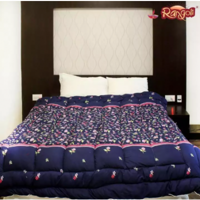 Dark Navy 100% Cotton Stitched Double Bed Quilt